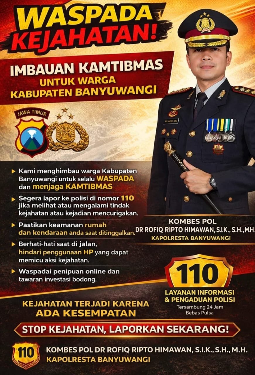 Tancap Gas Siaga 24 Jam, Kapolresta Banyuwangi Minta Warga Jangan Ragu Lapor ke Call Center 110
